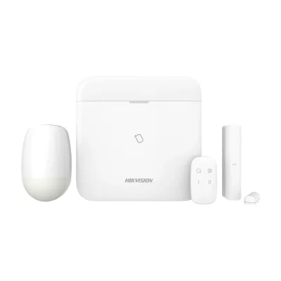 Kit de alarmă wireless AX PRO 868 MHz HIKVISION DS-PWA96-KIT-WE, centrală + detector PIR + contact magnetic + telecomandă, 96 zone, White