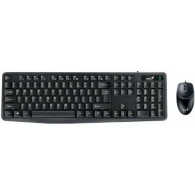 Kit Genius tastatura +mouse, 104 taste (concave), 12 taste multimedia, interfata USB, + mouse optic, rezolutie maxima 1000dpi, 3 butoane, negru