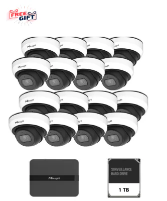 Kit supraveghere video Milesight 16 camere Dome MS-C2973-PD + 1 NVR  MS- N5016-PE