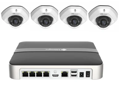 Kit supraveghere video Milesight 4 buc camera Dome MS-C2973-PD + 1 buc NVR MS-N1004-UPC