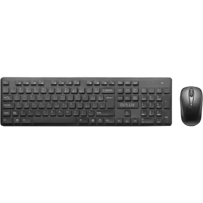 Kit TASTATURA si Mouse DELUX, "KA150+M136GX", wireless, 104 taste format standard, mouse, 3/1 butoane, negru, "KA150G"