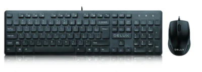 Kit TASTATURA si Mouse DELUX, "KA150U+M136BU", cu fir, 105 taste format standard, mouse, 3/1 butoane, negru, "KA150UKIT"