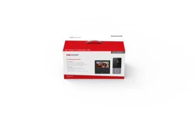 Kit videointercom IP Hikvision DS-KIS606-P, contine: DS-KV6113-PE1(C) × 1, DS-KH6110-WE1 × 1, DS-KABV6113-RS × 1, PSU × 2; caracteristici post exterior: 2MP HD camera, IR:3m, Main stream: 1920 × 1080p, WDR: 120dB, microfon inclus, difuzor inclus, 1 b