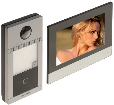 Kit videointerfon IP HIKVISION DS-KIS604-S(C), Wi-Fi, montaj aparent, PoE