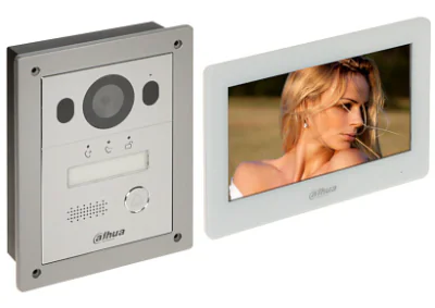 Kit videointerfon pe 2 fire DAHUA DHI-KTX01(F), monitor de interior hibrid Wi-Fi, Silver