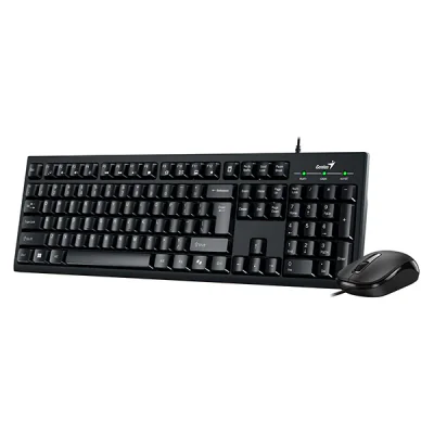 KIT wired GENIUS USB, tastatura 104 taste (concave) + mouse optic 1200dpi, 3 butoane, AI key, black, "KM-100SE" "31330009400"