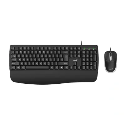 KIT wired GENIUS USB, tastatura 104 taste (concave) + mouse optic 1200dpi, 3 butoane, palm rest, cablu 1.5m, black, "KM-123" "31330013400"