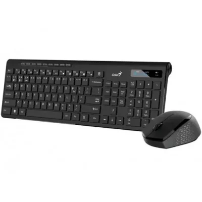 Kit wireless Genius, tastatura wireless 104 taste (multimedia) + mouse wireless 1200dpi, 3 butoane, BT 5.3 + 2.4G, interfata USB, negru