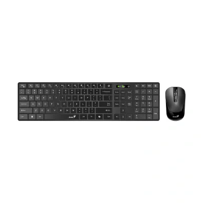 Kit wireless Genius, tastatura wireless 104 taste (multimedia) + mouse wireless 1200dpi, 3 butoane, BT 5.3 + 2.4G, interfata USB, negru