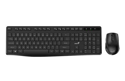 KIT wireless GENIUS, tastatura wireless 104 taste (slim) + mouse wireless 1200dpi, 3 butoane, 11 taste functii multimedia, silent, AI key, black, "KM-8216S", SmartGenius app "31340018400"