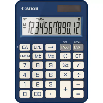 """Calculator birou Canon KS-125KB-BL, Blue, 12 digits, 29 keys, dual power, M+, M-,RM/CM, Tax+, Tax-"""