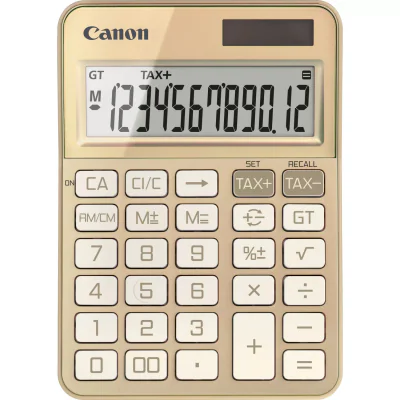"""Calculator birou Canon KS-125KB-GD, Gold, 12 digits, 29 keys, dual power, M+, M-,RM/CM, Tax+, Tax-"""
