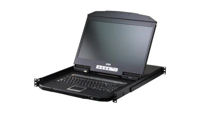 KVM Aten USB HDMI, numar porturi 8, rezolutie video 1366 x 768 @ 60 Hz, dimensiune ecran LED 18.5', negru