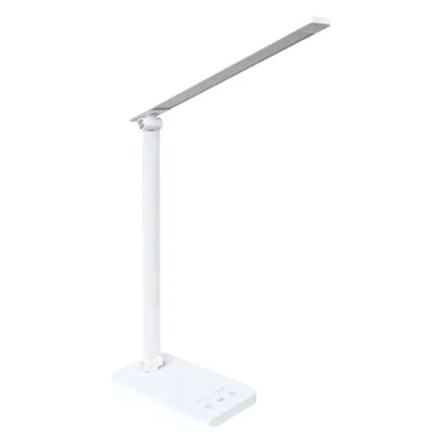Lampa LED birou OSRAM PANAN Disk Fold, 6.5W, 255 lm, lumina alba(3000K - 6500K), dimabila, Touch control, temporizator 30/60minute,slot USB 5V/1A, Alb