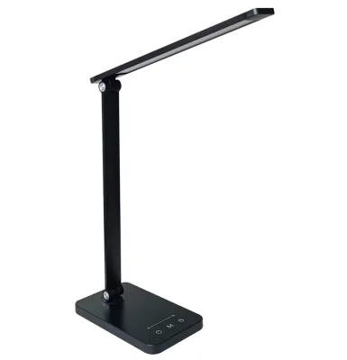 Lampa LED birou OSRAM PANAN Disk Fold, 6.5W, 255 lm, lumina alba(3000K - 6500K), dimabila, Touch control, temporizator 30/60minute, slot USB 5V/1A, Negru