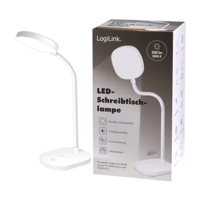 LAMPA LED Logilink, pt. birou, 5000 K, 240 lm, 360 grade, gat flexibil, 16 x LED 4W, IP20, alimentare USB-C, alb, "LED017" (include TV 0.18lei)