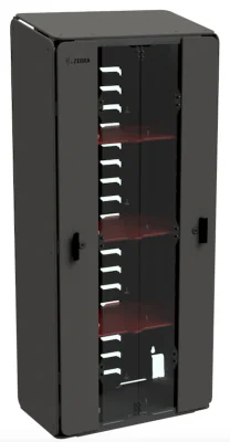 LARGE 4 SHELF INTELLIGENT CABINET EMEA, ASSEMBLED WITH POWER DISTRIBUTION UNIT (PDU) KEY BARRELL LOCK AND 2X KEYS.
