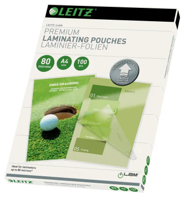 Leitz iLAM Ultra-premium Glossy A4 Laminating Pouches with UDT, 80 microns. Pack of 100., Glossy, A4, 222 mm, 309 mm, 20 mm, 1.14 kg