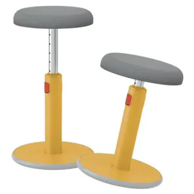 Leitz Ergo Cosy Active Sit Stand Stool 2 in 1, Padded seat, Grey, Yellow, 33 cm, 110 kg, 341 mm, 369 mm