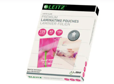 Leitz iLAM Ultra-premium Glossy A5 Laminating Pouches with UDT, 125 microns. Pack of 100., Glossy, Transparent, A5, 160 mm, 29 mm, 222 mm