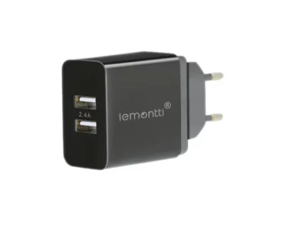 Lemontti Incarcator Retea 2.4A 2 porturi USB-A Negru