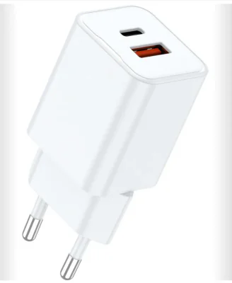 Lemontti Incarcator Retea GaN Dual Port 1x Type-C si 1x USB-A QC 3.0, 25W, Alb