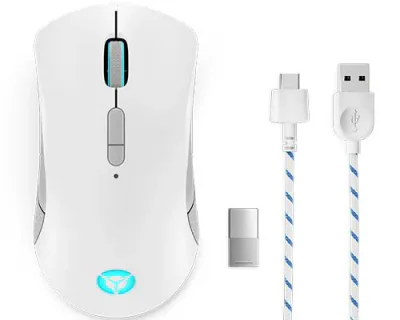 Lenovo Legion M600 Wireless Gaming, Ambidextrous, Optical, RF Wireless + Bluetooth + USB Type-A, 16000 DPI, 1 ms, Green, White