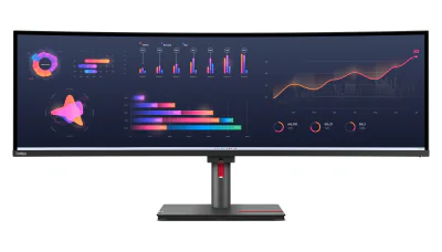 Monitor WLED IPS Lenovo ThinkVision P49w-30, 49 inch, curbat, 5120 x 1440, 60 Hz, 4 ms, USB-C, Thunderbolt, HDMI, DisplayPort, Raven Black