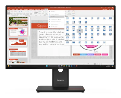 Monitor WLED IPS Lenovo ThinkVision T27-40, 27 inch, 1920 x 1080, 120 Hz, 4 ms, 99% sRGB, USB-C, HDMI, DisplayPort, VGA, Eclipse Black