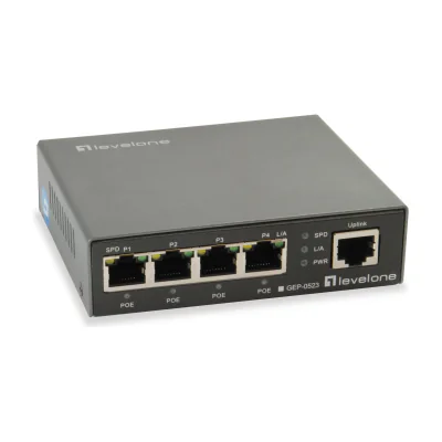 LevelOne 5-Port Gigabit PoE Switch, 802.3at/af PoE, 4 PoE Outputs, 60W, Gigabit Ethernet (10/100/1000), Power over Ethernet (PoE)