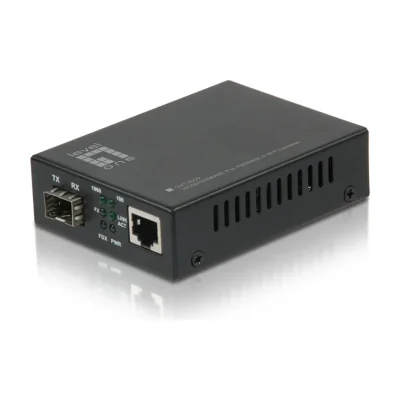 LevelOne RJ45 to SFP Gigabit Media Converter, 1000 Mbit/s, 10Base-T, 100Base-TX, 1000Base-T, 1000Base-LX, 1000Base-SX, IEEE 802.3, IEEE 802.3ab, IEEE 802.3u, IEEE 802.3x, IEEE 802.3z, Gigabit Ethernet, 10,100,1000 Mbit/s