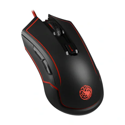 Lexip HBO Game of Thrones - Targaryen, Ambidextrous, Optical, RF Wireless + USB Type-C, 4800 DPI, Black, Red