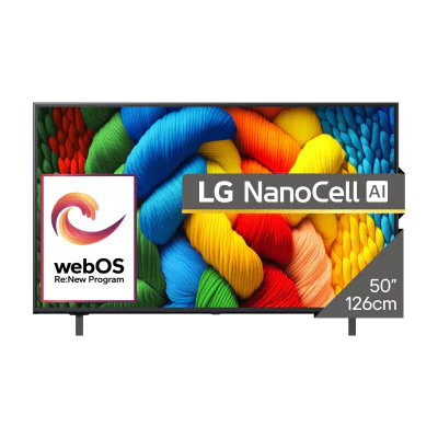 LG NanoCell AI NANO80 50 Inch 4K Smart TV 2025, 127 cm (50"), 3840 x 2160 pixels, NanoCell, Smart TV, Wi-Fi, Black