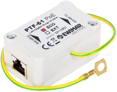 Limitator de supratensiune EWIMAR PTF-61-ECO/POE, RJ45 10/100/1000 Mbps, 1 canal