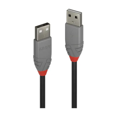Lindy 0.5m USB 2.0 Type A to A Cable, Anthra Line, 0.5 m, USB A, USB A, USB 2.0, 0.48 Gbit/s, Black, Grey