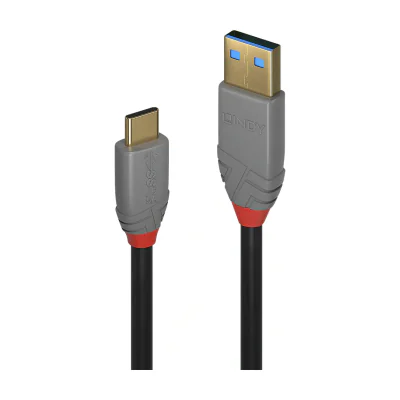 Lindy 1.5m USB 3.2 Type A to C Cable, 10Gbps, 5A, PD, Anthra Line, 1.5 m, USB C, USB A, USB 3.2 Gen 2 (3.1 Gen 2), 10 Gbit/s, Black, Grey