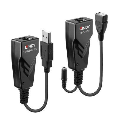 Lindy 100m USB 2.0 Cat.5 Extender  Technical details  Specifications  USB Standard: USB2.0 Supported Bandwidth: 480Mbps Maximum Distance: 100m (328.08ft) Transmission Medium: Cat. 5e UTP network cable Chipset: CH317Q, CH536G Special Features: -   Con