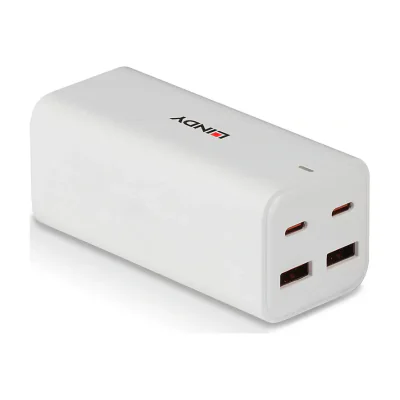 Lindy 100W 4-Port USB Type A & C GaN Charger, Indoor, AC, 12 V, 3 A, 1.5 m, White