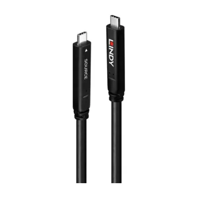 Lindy 10m USB 3.2 Gen 1 and DP 1.4 Type C Hybrid Cable, 10 m, USB C, USB C, USB 3.2 Gen 1 (3.1 Gen 1), Black