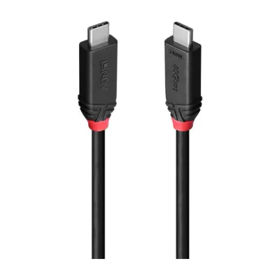 Lindy 1m USB4 240W Type C Cable, Black Line, 1 m, USB C, USB C, USB4 Gen 3x2, 40 Gbit/s, Black