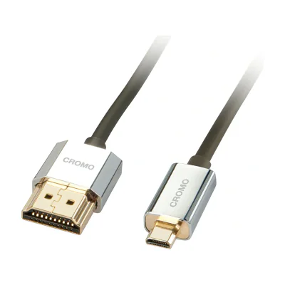 Lindy 2m CROMO Slim High Speed HDMI to Micro HDMI Cable with Ethernet, 2 m, HDMI Type A (Standard), HDMI Type D (Micro), 3840 x 2160 pixels, 3D, Black