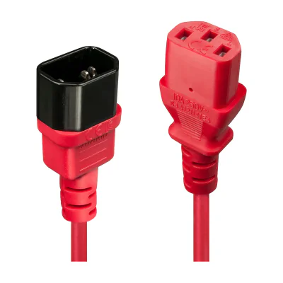 Lindy 2m IEC Extension Cable, Red, 2 m, C14 coupler, C13 coupler