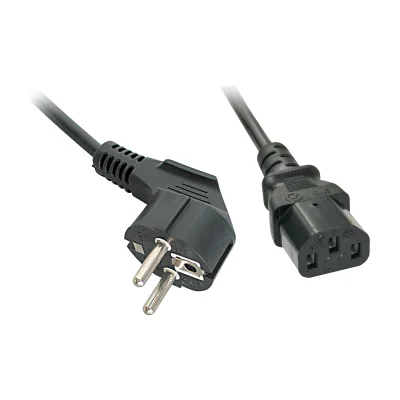 Lindy 2m Schuko angled to C13 Mains Cable, 2 m, Power plug type F, C13 coupler, H05VV-F3G