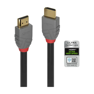 Lindy 2m Ultra High Speed HDMI Cable, Anthra Line, 2 m, HDMI Type A (Standard), HDMI Type A (Standard), 3D, 48 Gbit/s, Black