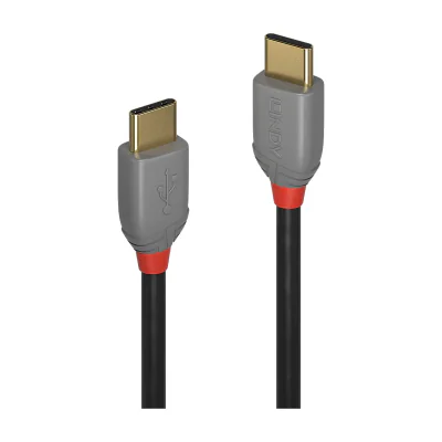 Lindy 2m USB 2.0 Type C to C Cable, Anthra Line, 2 m, USB C, USB C, USB 2.0, 0.48 Gbit/s, Black, Grey