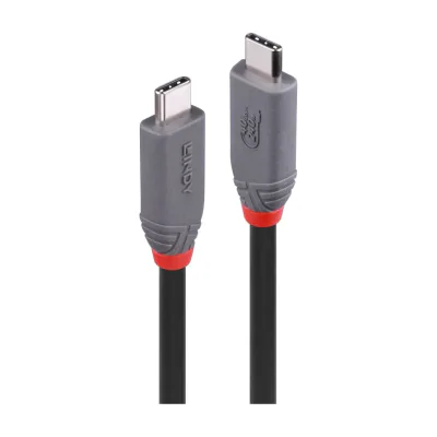 Lindy 2m USB 4 240W Type C Cable, Anthra Line, 2 m, USB C, USB C, USB4 Gen 3x2, 40 Gbit/s, Black