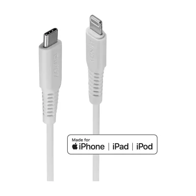 Lindy 2m USB Type C to Lightning Cable, White, 2 m, Lightning, USB C, Male, Male, White