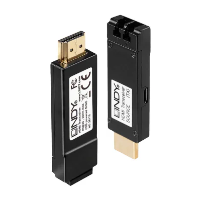 Lindy 300m Fibre Optic HDMI 4K30 Extender, 3840 x 2160 pixels, AV transmitter & receiver, 300 m, Black