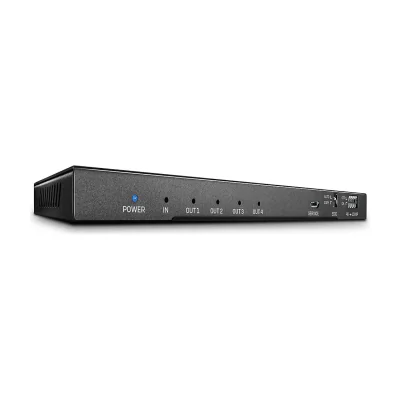 Lindy 4 Port HDMI 18G Splitter with Audio and Downscaling, HDMI, 4x HDMI, 4096 x 2160 pixels, Black, Metal, 4K Ultra HD