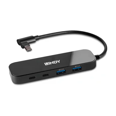 Lindy 4 Port USB 3.2 Gen 2 Hub, USB 3.2 Gen 2 (3.1 Gen 2) Type-C, USB 3.2 Gen 2 (3.1 Gen 2) Type-A, USB 3.2 Gen 2 (3.1 Gen 2) Type-C, 10000 Mbit/s, Black, Acrylonitrile butadiene styrene (ABS), Aluminium, Tempered glass, 100 W